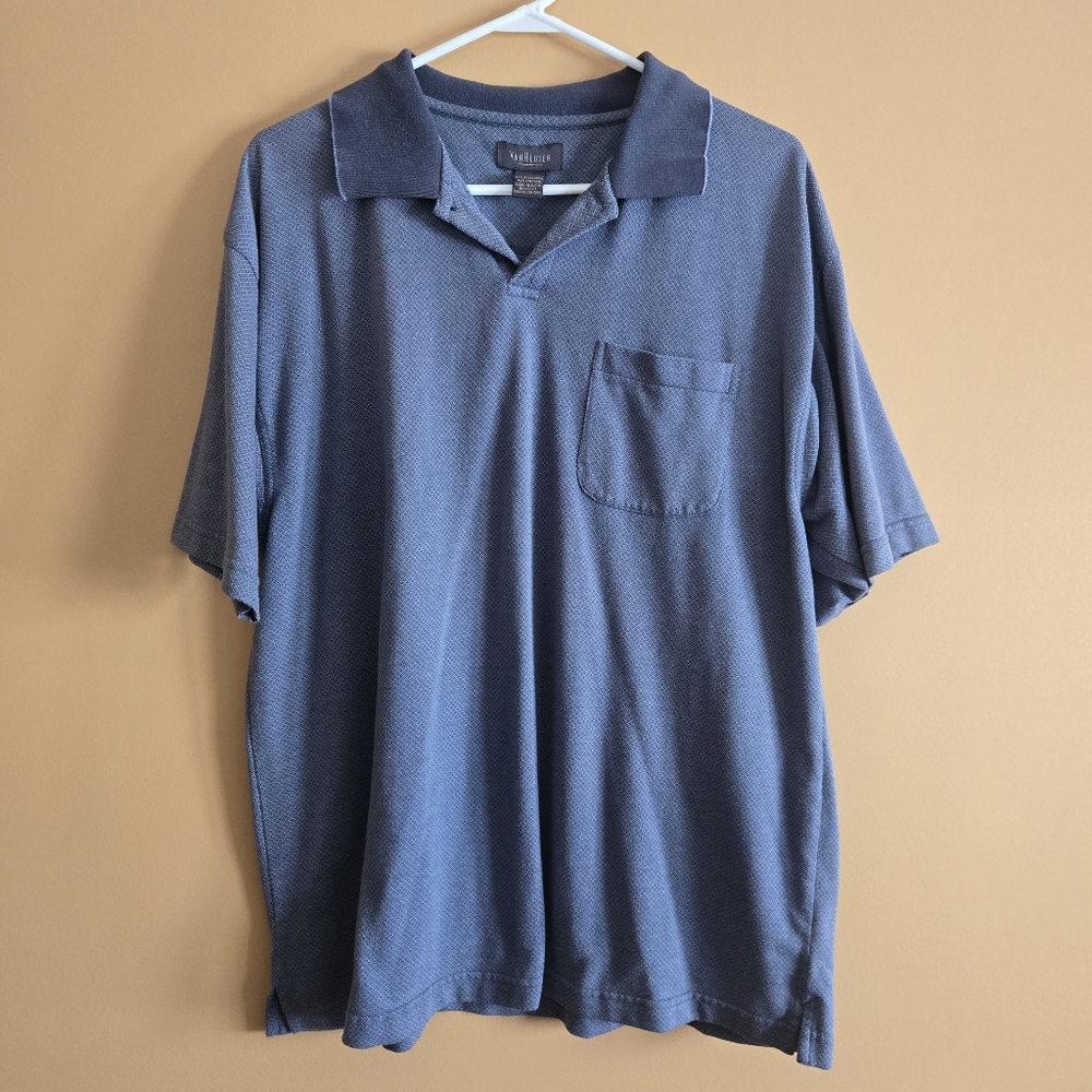Van Heusen Polo Shirt with Pocket Blue Gray, PTP=22.5"